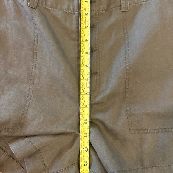 LOFT Women's Casual Button Front Utility Linen Blend Shorts Fresh Ivy Green - 16 - Picture 12 of 16